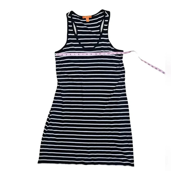Joe Fresh Black White Stripe Midi Dress Size M Razorback Grunge Y2K - Picture 5 of 6